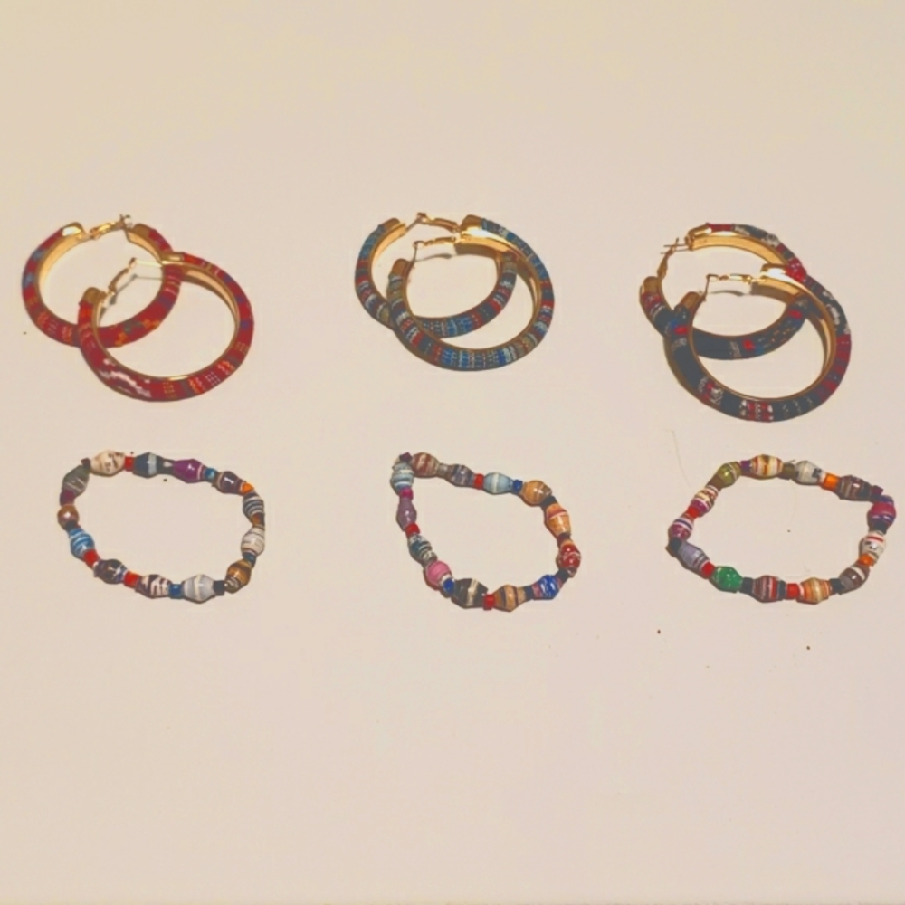 ❤❤❤New jewelry Bundle Zarape earrings african paperbead bracelets